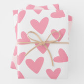 ピンクと白のハートパターン ラッピングペーパーシート (インサイチュ)