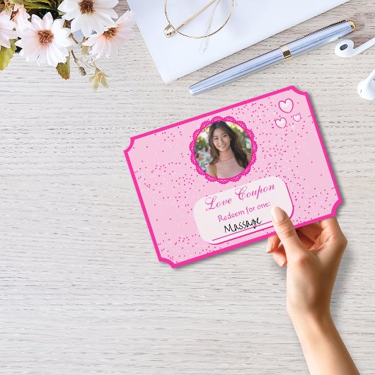 ピンクと白のハートラブクーポンの日バレンタインデー 招待状