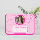 ピンクと白のハートラブクーポンの日バレンタインデー 招待状 (スタンド正面)