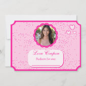 ピンクと白のハートラブクーポンの日バレンタインデー 招待状 (正面)