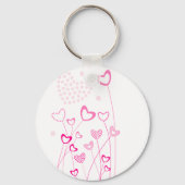 ピンクと白のハート型の花園と キーホルダー (正面)