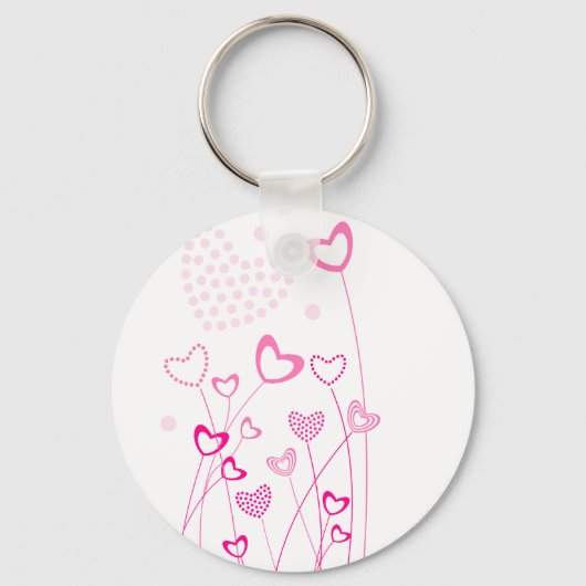 ピンクと白のハート型の花園と キーホルダー (正面)