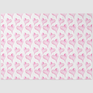 ピンクと白のハート水彩ティッシュペーパー 薄葉紙