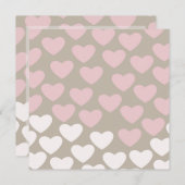 ピンクと白のハート誕生日 招待状 (正面/裏面)