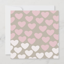 ピンクと白のハート誕生日 招待状