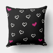 ピンクと白のハート黒の背景モダン クッション (裏面)