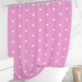 ピンクと白のハート シャワーカーテン