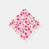 ピンクと白のハート スタンダードカクテルナプキン (角)