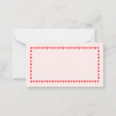 ピンクと白のハート バレンタインデー ミニ ノートカード (裏面)