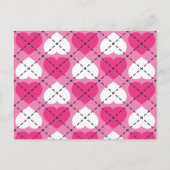 ピンクと白のハート – パタアーガイルーン ポストカード (正面)