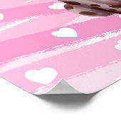ピンクと白のハート「愛の子犬」 ポスター (角)