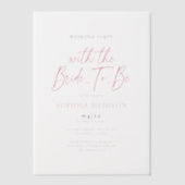 ピンクと白のバチェロレッテ週末パーティー ベラム紙招待状 (正面)