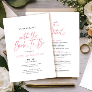 ピンクと白のバチェロレッテ週末パーティー 招待状