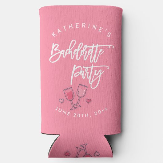 ピンクと白のバチェロレッテ スリム缶クーラー (裏面)