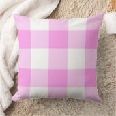 ピンクと白のバッファローのチェック クッション (ブランケット)