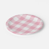 ピンクと白のバッファローのチェック ペーパープレート (アングル)