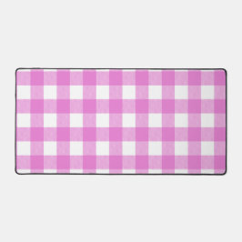 ピンクと白のバッファローのプレイド デスクマット