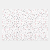 ピンクと白のバビーズ1stバレンタインデーTeddy Bear ラッピングペーパーシート (正面3)