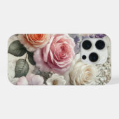 ピンクと白のバラのエレガントなスマホケース iPhoneケース (裏面横)