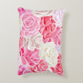 ピンクと白のバラのシームレスなパターン。フラワーテクスチャ アクセントクッション (裏面(縦))