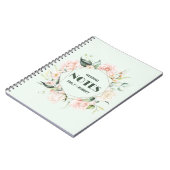 ピンクと白のバラのフレーム結婚のノート ノートブック (左側)