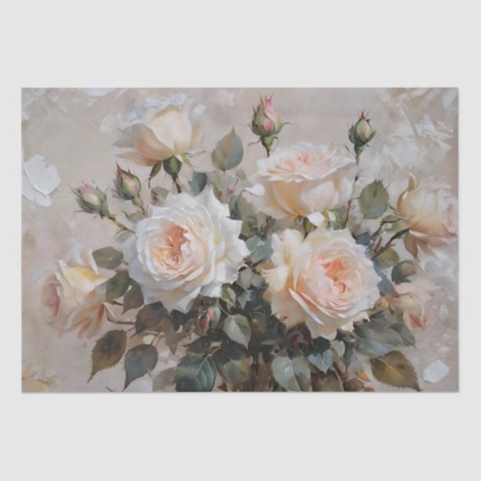 ピンクと白のバラのプリントデコページ/ 薄葉紙 (正面)