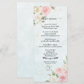 ピンクと白のバラの開花結婚のメニュー メニュー (正面/裏面)