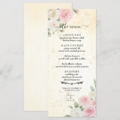 ピンクと白のバラの開花結婚のメニュー メニュー (正面/裏面)