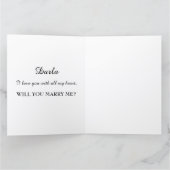 ピンクと白のバラパーソナライズされたの結婚の提案 カード (内部)