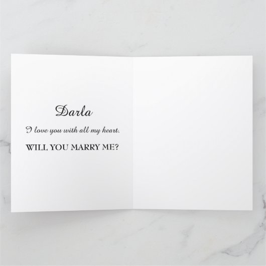 ピンクと白のバラパーソナライズされたの結婚の提案 カード (内部)