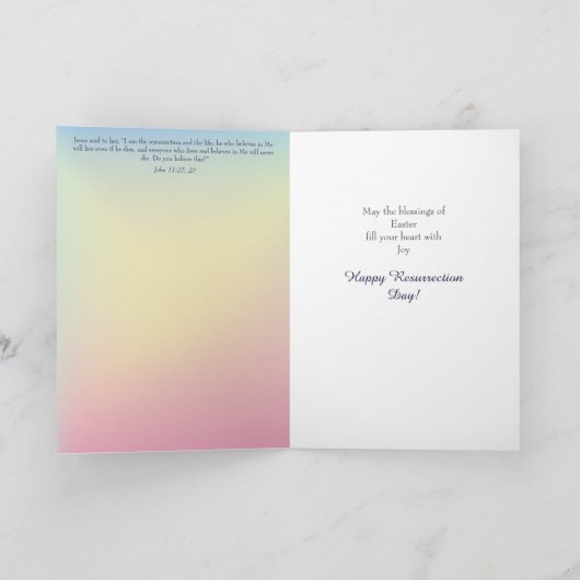 ピンクと白のバラ木製クロスイースターカード ノートカード (内部)