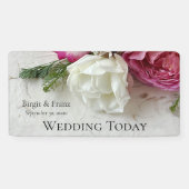 ピンクと白のバラ 横断幕 (横)