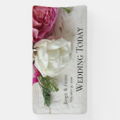 ピンクと白のバラ 横断幕 (縦)