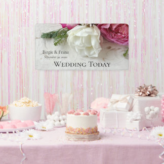 ピンクと白のバラ 横断幕