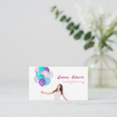 ピンクと白のバルーンモダン名刺 名刺 (スタンド正面)