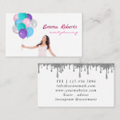 ピンクと白のバルーンモダン名刺 名刺 (正面/裏面)