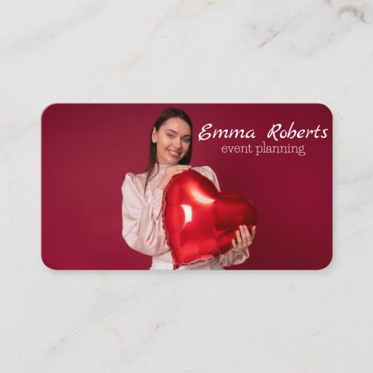 ピンクと白のバルーンモダン名刺 名刺 (正面)