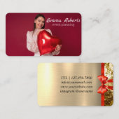 ピンクと白のバルーンモダン名刺 名刺 (正面/裏面)