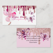 ピンクと白のバルーンモダン名刺 名刺 (正面/裏面)