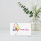 ピンクと白のバルーンモダン名刺 名刺 (スタンド正面)