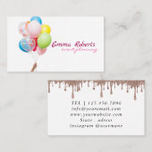 ピンクと白のバルーンモダン名刺 名刺 (正面/裏面)