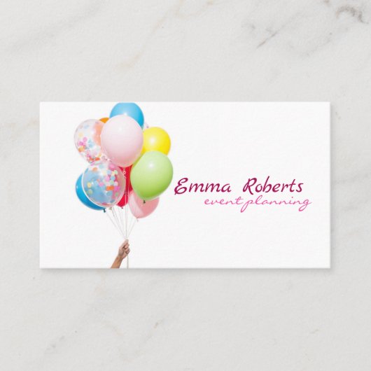 ピンクと白のバルーンモダン名刺 名刺 (正面)