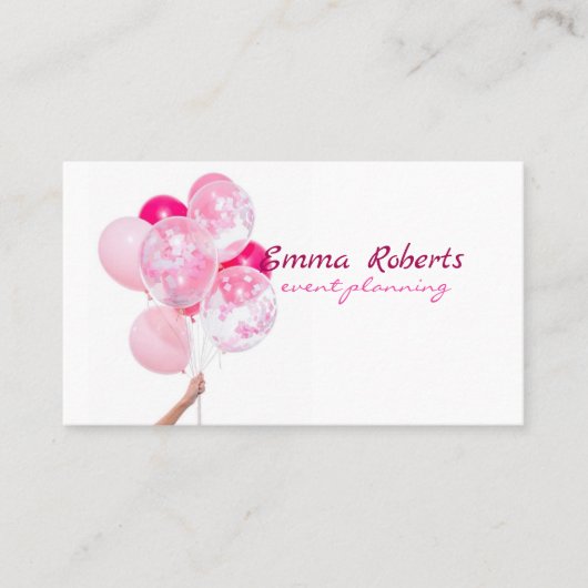 ピンクと白のバルーンモダン名刺 名刺 (正面)