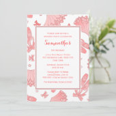 ピンクと白のバレエ誕生日パーティー 招待状 (スタンド正面)