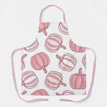 ピンクと白のパンプキンキッチンエプロン