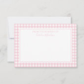 ピンクと白のパーソナライズされたギンガムパターン サンキューカード (正面)