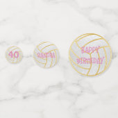 ピンクと白のパーティーグリッターバレーボール コンフェッティ (正面)