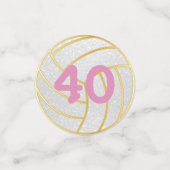 ピンクと白のパーティーグリッターバレーボール コンフェッティ (スモール正面)