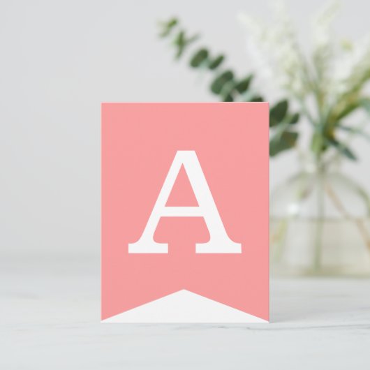 ピンクと白のパーティーフラグDIYバンティングバナー ポストカード (スタンド正面)