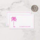 ピンクと白のパームパルメットツリーモノグラム ノートカード (正面/裏面インサイチュ)